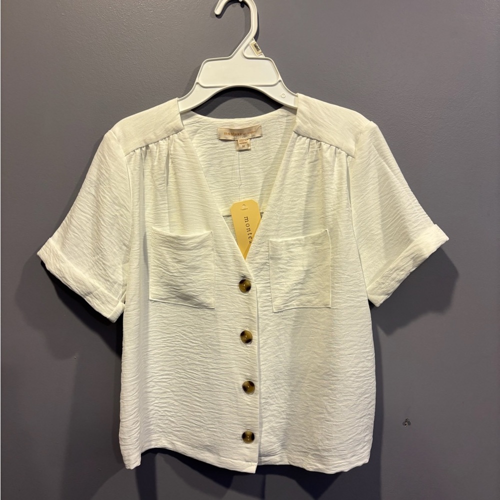 NWT White Button-Up Womens Top